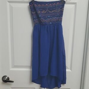 Ardene - Blue Strapless Patterned High-Low Dress - SIZE M